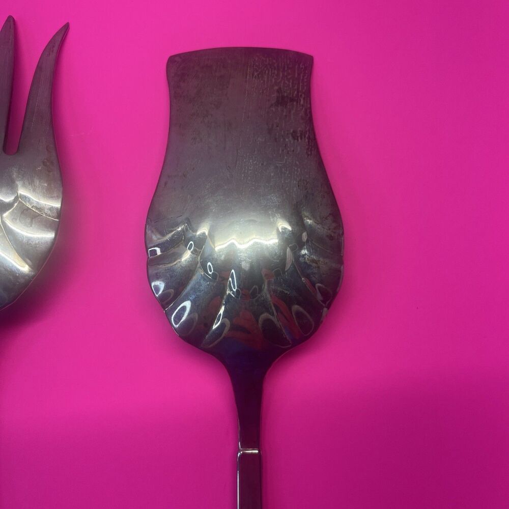 Vintage Silverplate Salad Serving Set Fork & Spoon No Brand Mark Vtg - Picture 6 of 11